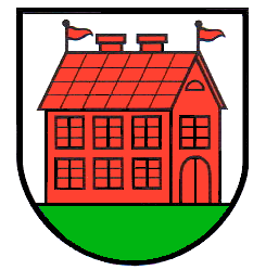 Wappen Neuhausen — rotes Haus auf Silber